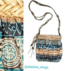 Sun 'N' Sand Boho Multicolor Straw Top Crossbody Bag